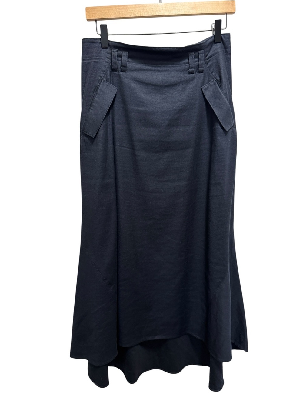 A.L.C Navy Blue Aline Linen Cotton Maxi Skirt Pockets Size 8